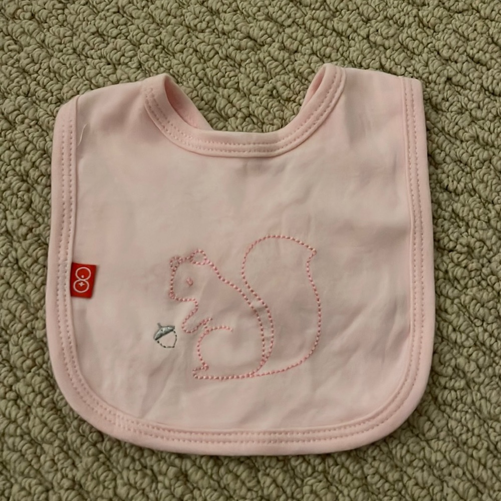 Magnetic Me pink squirrel bib